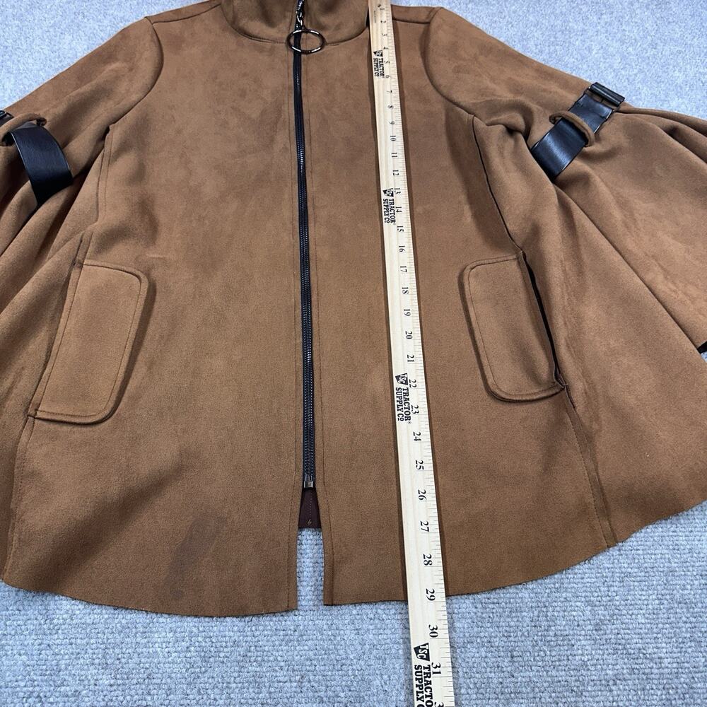 Joseph Ribkoff Swing Jacket Womens 6 Brown Vegan Suede Zip Bell Sleeve Designer - Picture 4 of 9